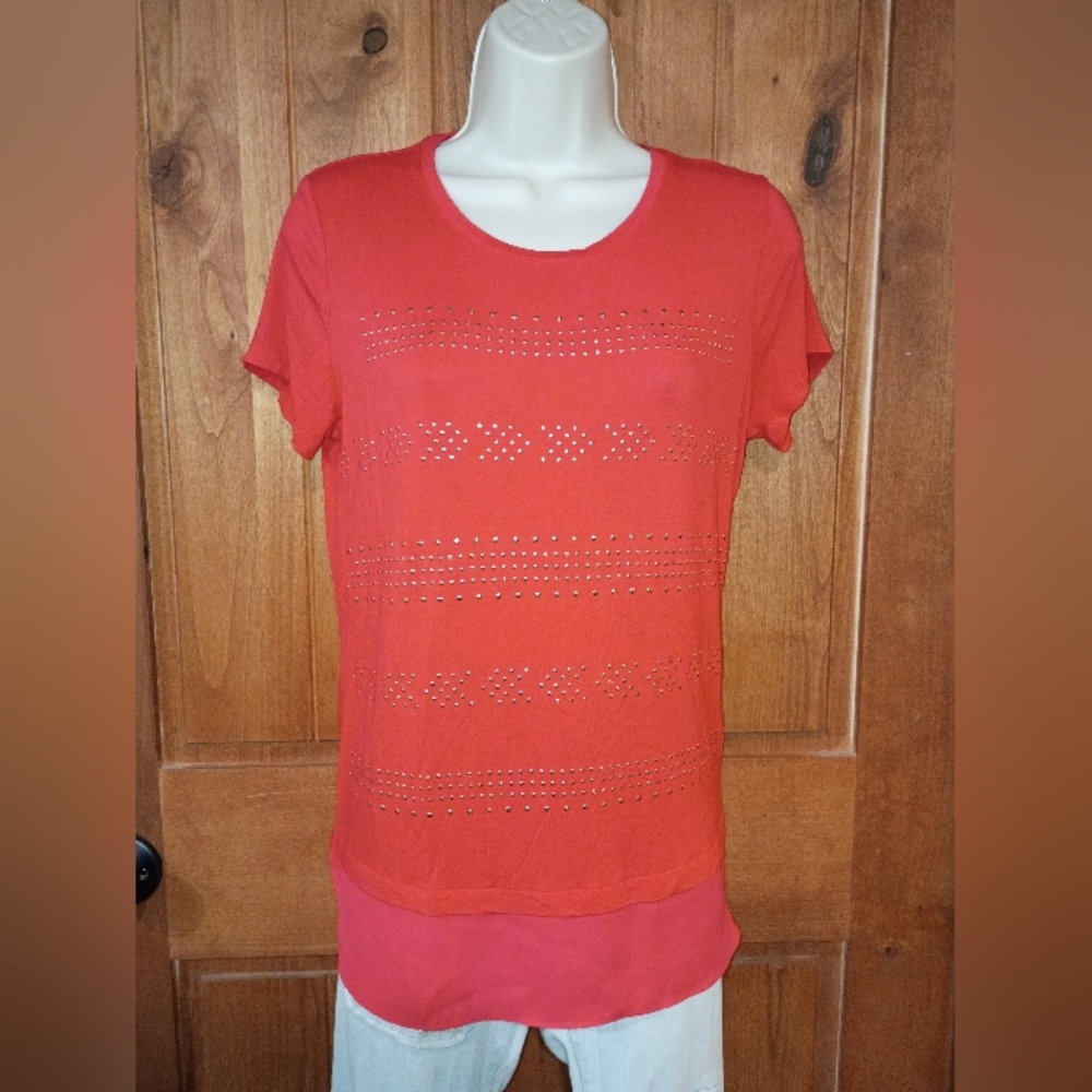 Apt. 9‎ Red Studded Short Sleeve Top